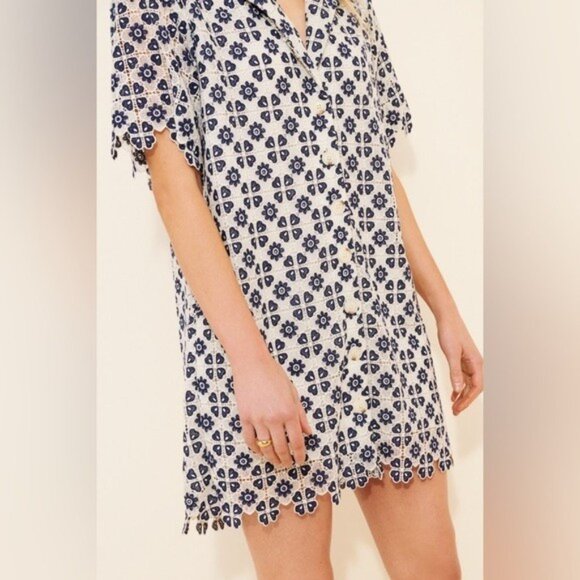 NWT Size XS - Maeve Short-Sleeve Geo Lace Mini Shirt Dress (NWT US$ 198) - Picture 5 of 16